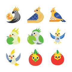 Obraz premium A Cute Cockatiel Set Vector Art Illustration