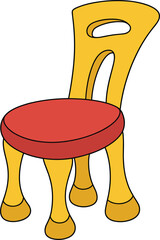 Yellow Children's Chair with Red Seat and Four Legs kid's chair furniture