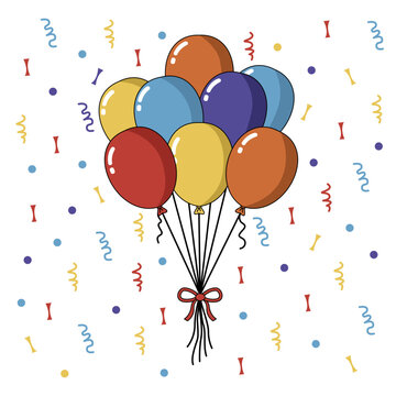 Balloons vector illustration. Entertainment, birthday party and carnival object design on transparent background