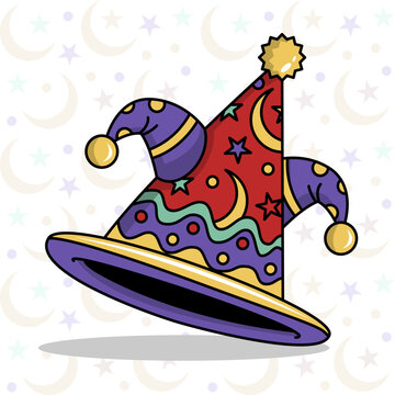 Clown hat vector illustration. Carnival, entertainment and circus object design on transparent background
