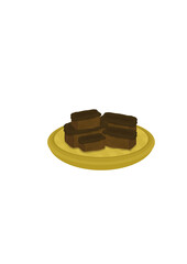 Chocolate-Coated Wafer Cookies on Yellow Plate - Vector Illustration