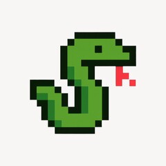 Obraz premium Pixelated green snake icon