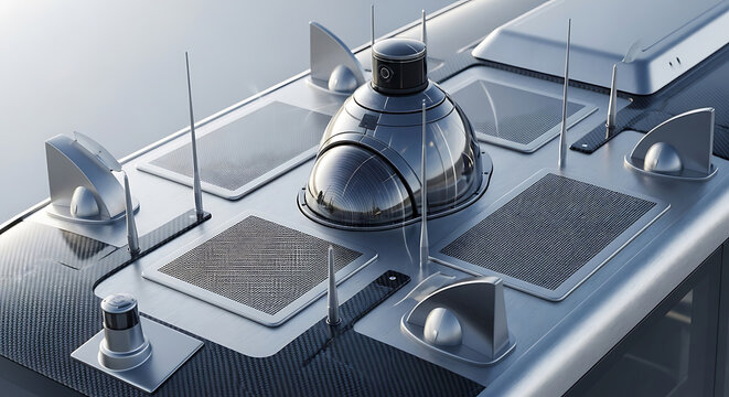 Futuristic Vehicle Top with Dome and Antennas for Advanced Technology and Design Concept