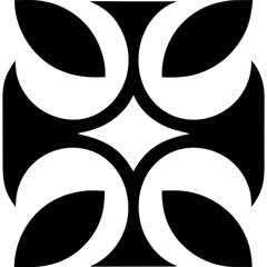 Horizontal symmetrical decorative element in black on transparent background silhouette