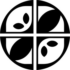 Illustration of two symmetrical abstract shapes on transparent background silhouette