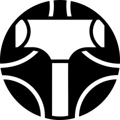 Abstract black and white horizontal line drawing on transparent background silhouette