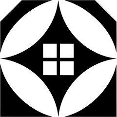 Horizontal symmetrical design with pointed elements on transparent background silhouette