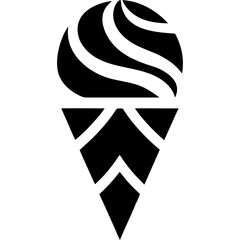 Abstract black and white horizontal striped shape on transparent background silhouette