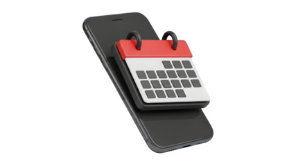 Digital calendar app displayed on a modern smartphone screen isolated on black background