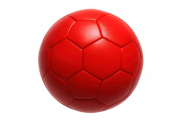 Red soccer ball isolated on a transparent background, showcasing sports, competition, and victory. Essential football equipment for games