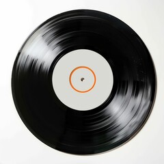 Black vinyl record album spinning on turntable close up studio shot music concept retro style entertainment