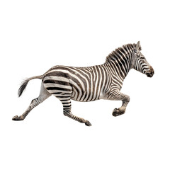 Fototapeta premium Zebra running galloping fast from left to right