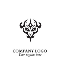 Head of Vampire Logo Symbol in Black on the White Background with Gothic Horror Vector Design