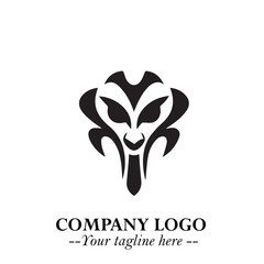 Head of Vampire Logo Symbol in Black on the White Background with Gothic Horror Vector Design