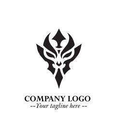 Head of Vampire Logo Symbol in Black on the White Background with Gothic Horror Vector Design