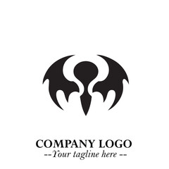 Head of Vampire Logo Symbol in Black on the White Background with Gothic Horror Vector Design