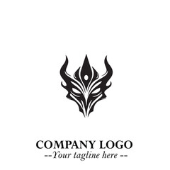 Head of Vampire Logo Symbol in Black on the White Background with Gothic Horror Vector Design
