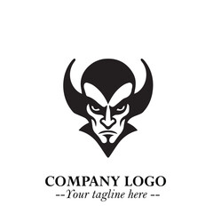 Head of Vampire Logo Symbol in Black on the White Background with Gothic Horror Vector Design