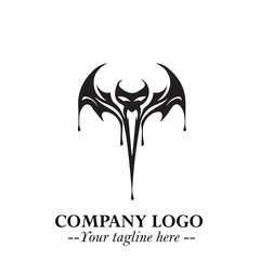 Head of Vampire Logo Symbol in Black on the White Background with Gothic Horror Vector Design