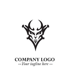 Head of Vampire Logo Symbol in Black on the White Background with Gothic Horror Vector Design