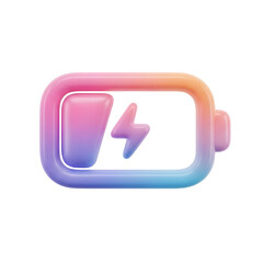 3d icon of 3d battery icon with lightning bolt