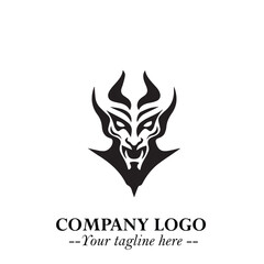 Head of Vampire Logo Symbol in Black on the White Background with Gothic Horror Vector Design