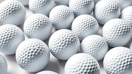 dimple. Multiple golf balls arranged in a detailed pattern on a white surface. product launch decks, UI/UX mockups, designed for data visualization dashboards and holographic UIs.