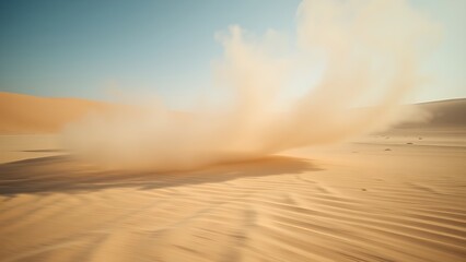 superego. Desert shooting range with spiral dust patterns in sandy tones and motion blur. event key visuals, club posters, designed for fitness apps and gym onboarding, used by sports marketers.