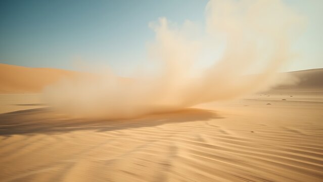 superego. Desert shooting range with spiral dust patterns in sandy tones and motion blur. event key visuals, club posters, designed for fitness apps and gym onboarding, used by sports marketers.