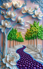 Naklejka premium A footpath in the garden with flowers