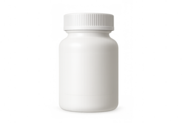 White blank medicine bottle mockup against transparent background for product package design and health branding