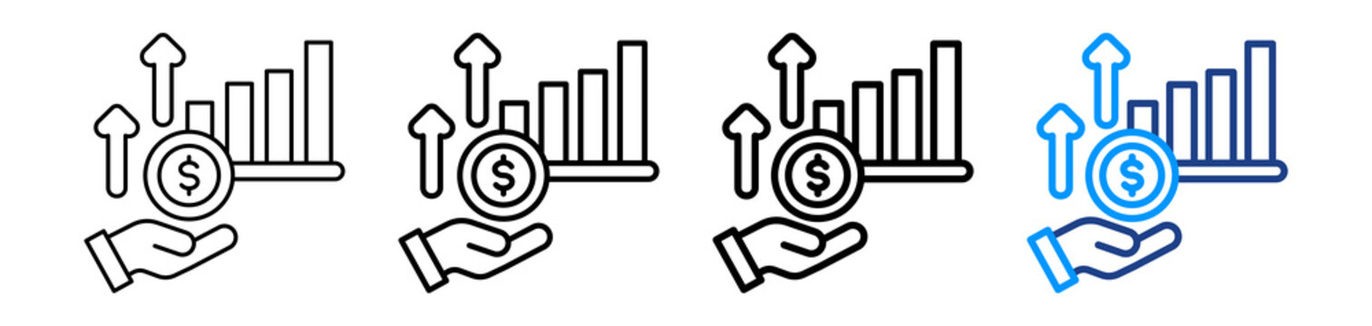 Profit Icon Different Style Outline Collection Set.