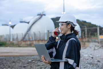 Engineer Monitoring Data at Natural gas plant