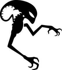 Mysterious alien silhouette illustration for cosmic and galaxy concept