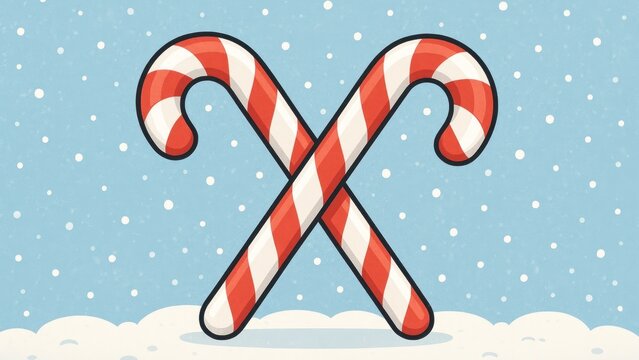 Festive candy canes snow desktop wallpaper - Powered by Adobe