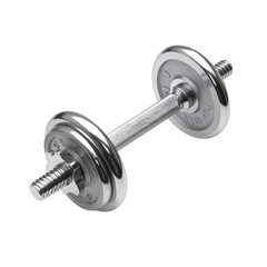 Naklejka premium Single chrome adjustable dumbbell with weight plates on a black background for strength training and fitness workouts