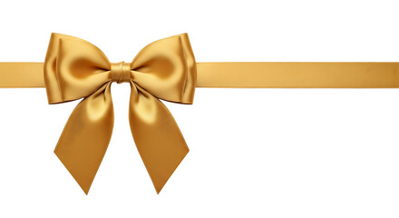 Elegant golden satin ribbon tied into a decorative bow on a solid black background for celebration