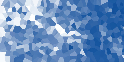 Obraz premium A vibrant abstract mosaic of geometric polygons in varying shades of blue and white, creating a crystalline or stained-glass effect with a bright, luminous quality