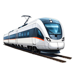 Fototapeta premium Modern high-speed passenger train vector illustration on railway tracks