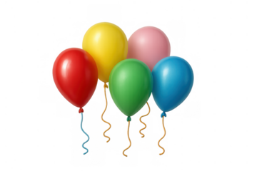 Colorful helium balloons arranged in a bunch, ideal for festive celebrations, birthdays, anniversaries, and joyful events