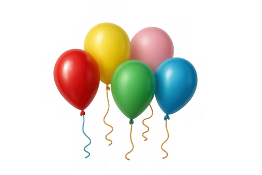 Colorful helium balloons arranged in a bunch, ideal for festive celebrations, birthdays, anniversaries, and joyful events
