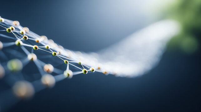 Abstract illustration of a scientific network with nodes, symbolizing connections and advanced technology in modern research.