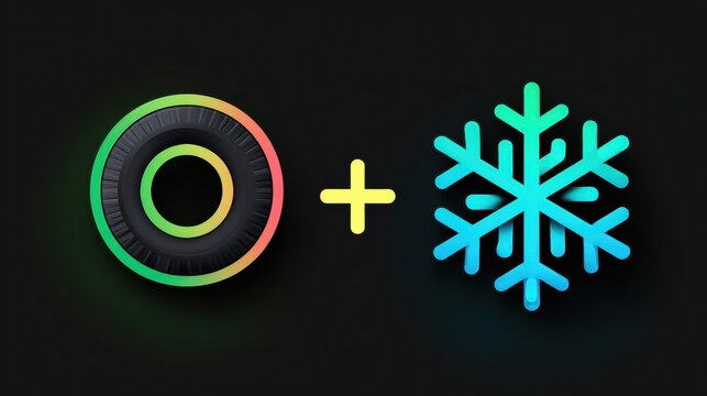 Combination of Tire and Snowflake Icons on Gradient Background for Winter Service Promotion
