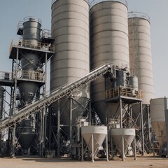 Ok Industrial complex featuring a poultry feed mill with silos processing machinery for animal feed production and nutritional supplement blending