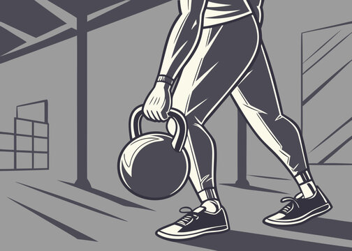 Athlete Holding Kettlebell - Powered by Adobe