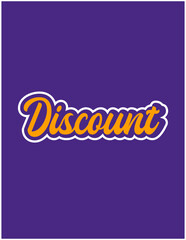 purple background with the word discount in stylized yellow font with a white outline 