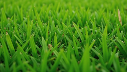 textured realistic grass blades on its surface