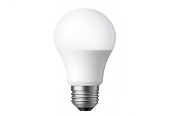 White led light bulb presenting sustainable energy, smart technology, and creative solutions on a transparent backdrop