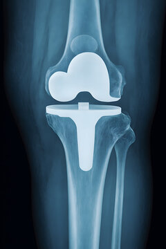 X-ray of Knee Joint with Total Knee Replacement Implant