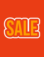 Sale text effect vector, sale text template , Sale text ,Vibrant orange background featuring a bold "sale" sign with a white outline for visual prominence and impact